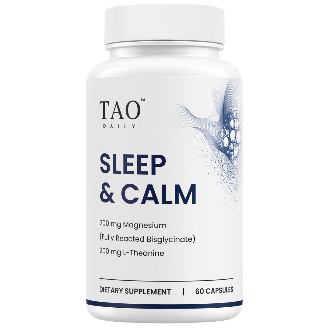 TAO Daily Sleep & Calm — 60 capsules, 200 mg magnesium bisglycinate + 200 mg L-theanine
